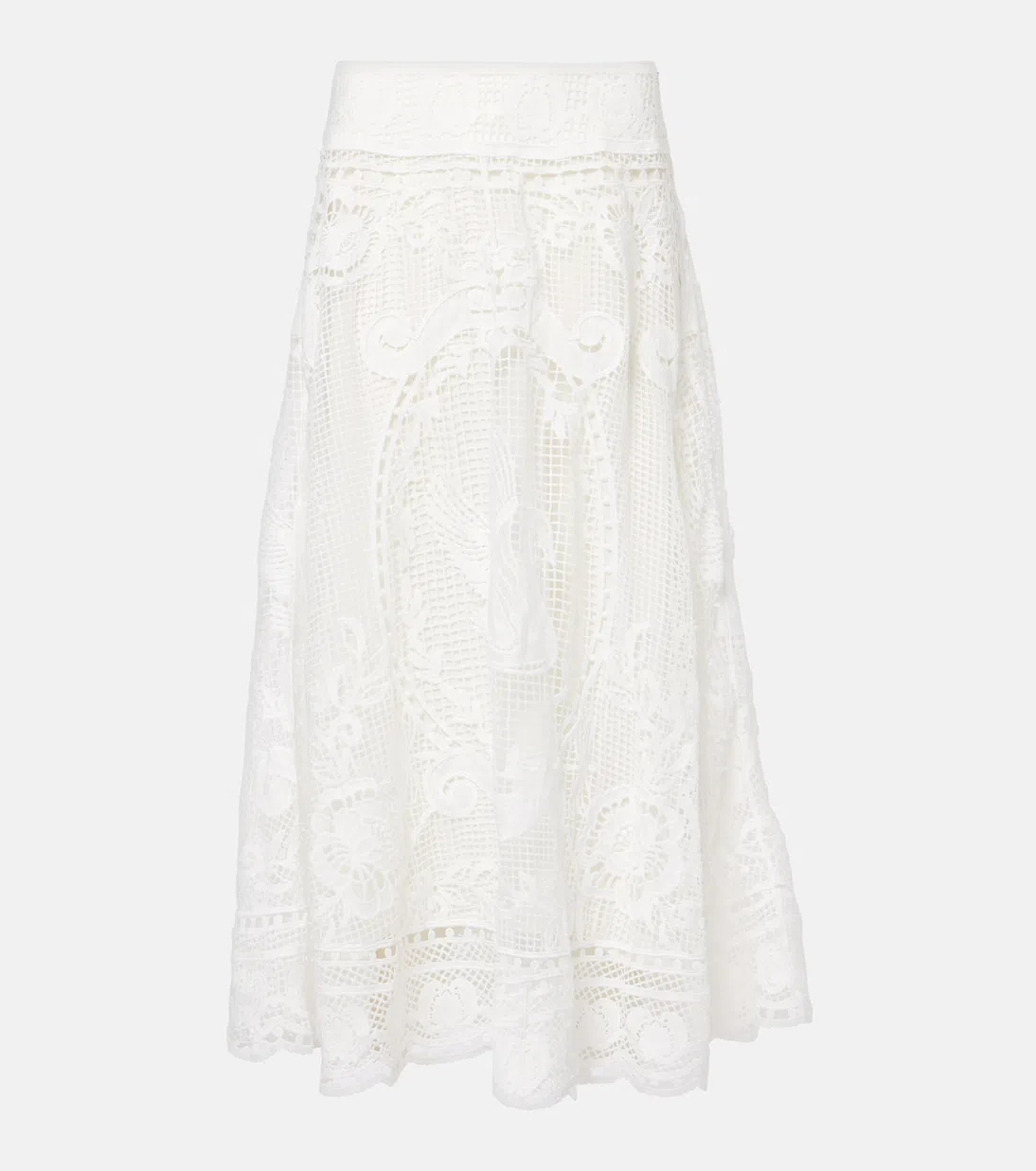 FARM RIO White Swan Lake Lace Skirt In Multicolor