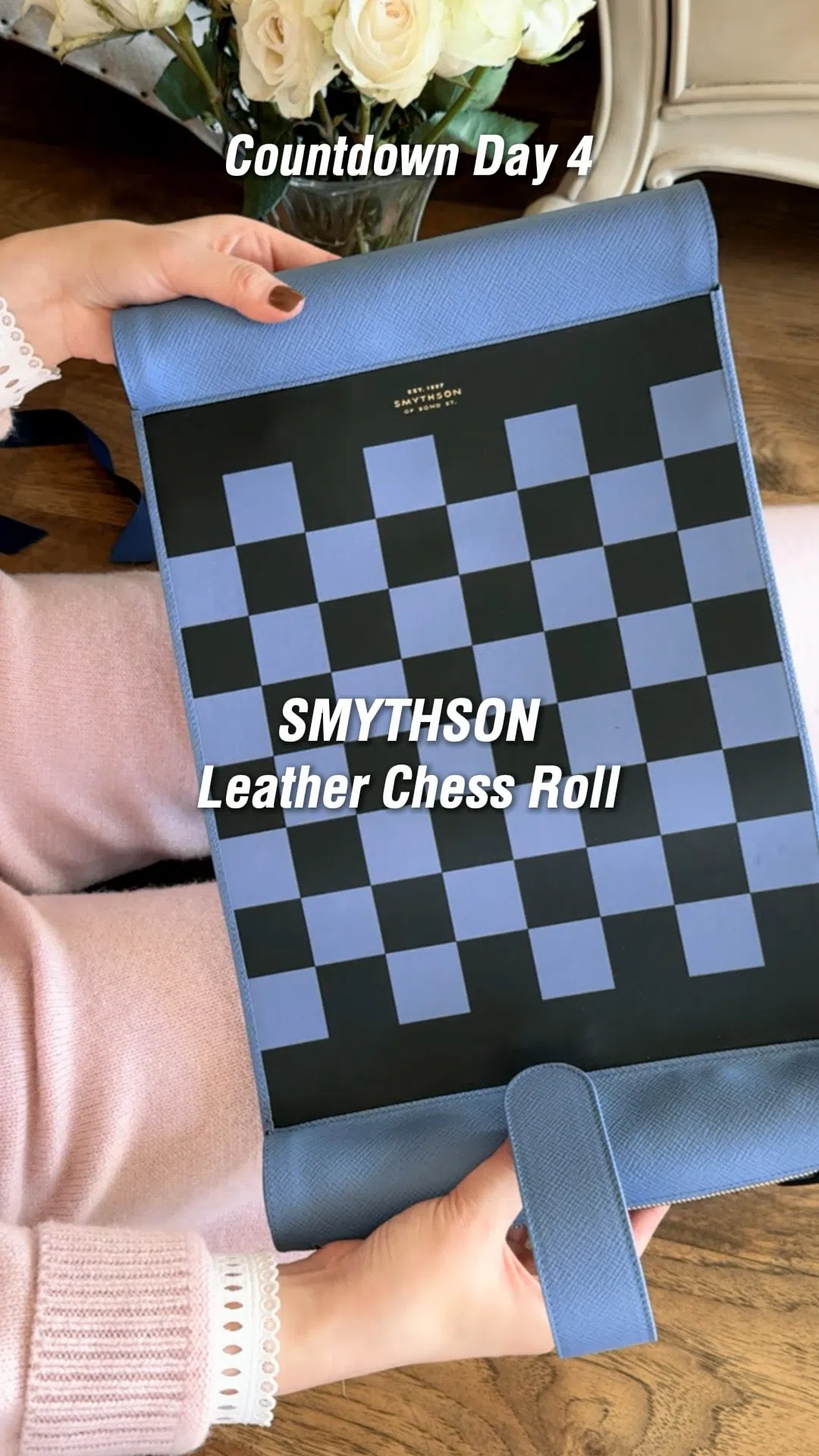 SMYTHSON Leather Roll-up Chess Set In Nile Blue