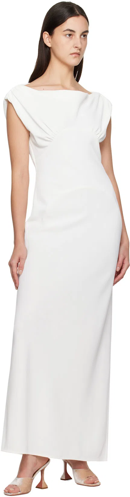 AMINA MUADDI Velvet Mules With Sculpted Heel And Square Toe In Gold