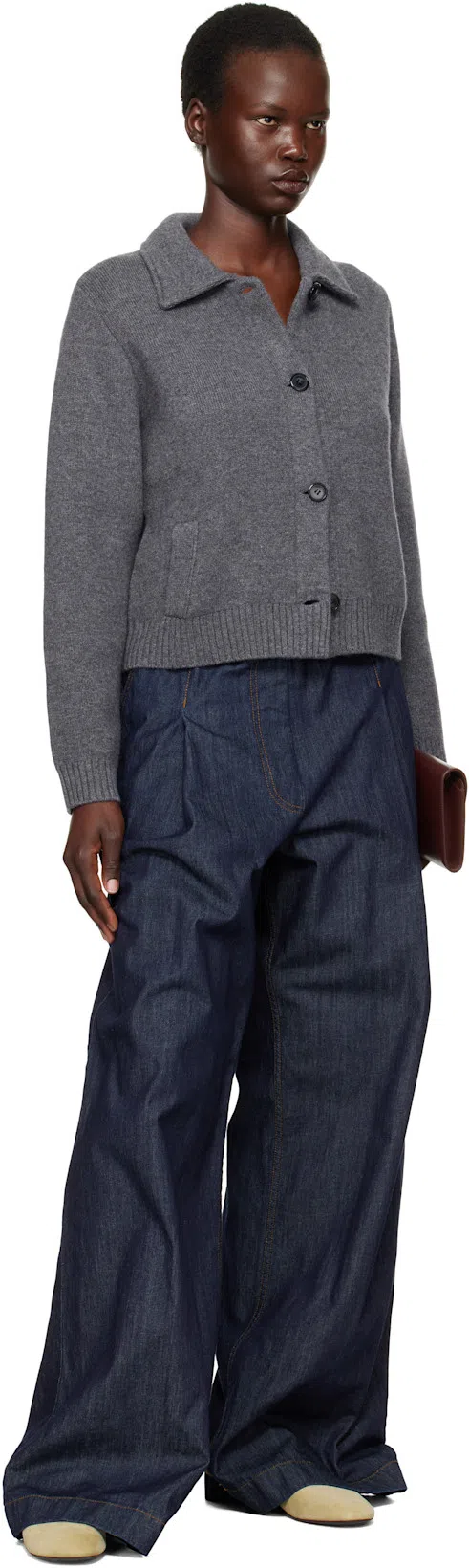 DRIES VAN NOTEN Wide Leg Denim Trousers And Pockets In Black