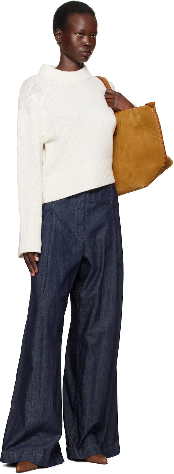 DRIES VAN NOTEN Wide Leg Denim Trousers And Pockets In Black