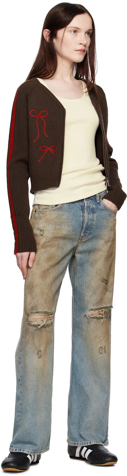 ADIDAS ORIGINALS Taekwondo Striped Leather Sneakers In Black