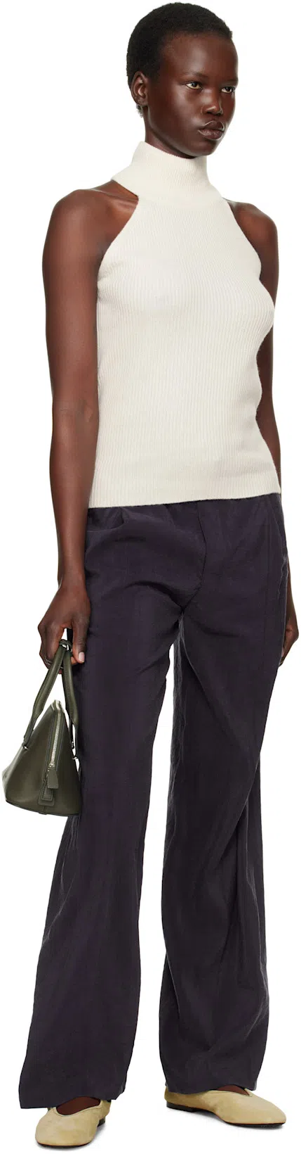 THE ROW Mini Devon Saddle Leather Bag In Kgp Koala Grey Pld