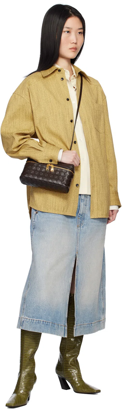 BOTTEGA VENETA Green Lewis Tall Boots In 3310 Olive Oil