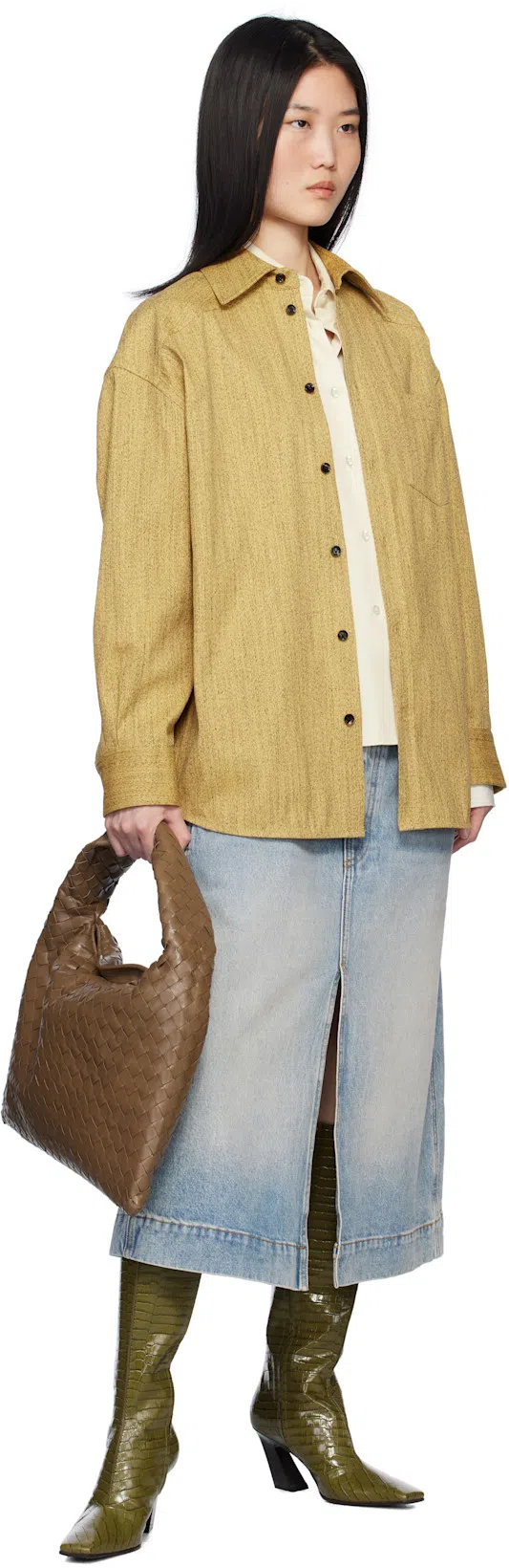 BOTTEGA VENETA Green Lewis Tall Boots In 3310 Olive Oil