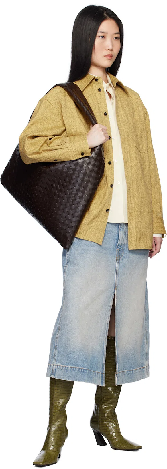 BOTTEGA VENETA Green Lewis Tall Boots In 3310 Olive Oil