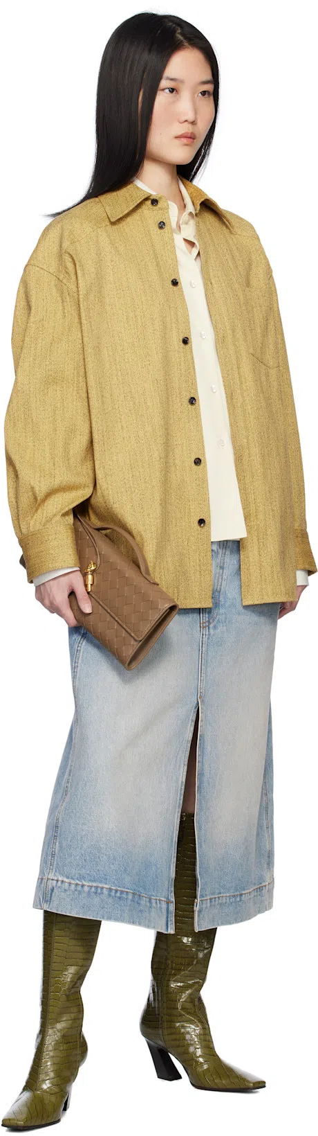 BOTTEGA VENETA Green Lewis Tall Boots In 3310 Olive Oil