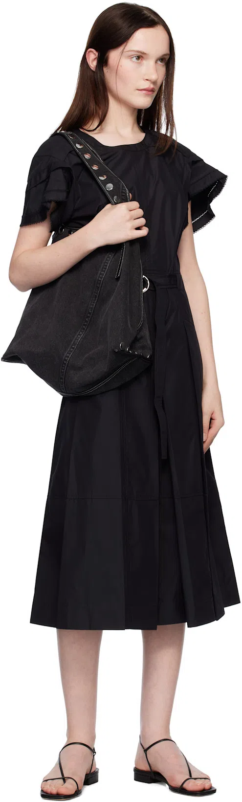 3.1 PHILLIP LIM Washed Denim Market Tote With Studs Washed Blk