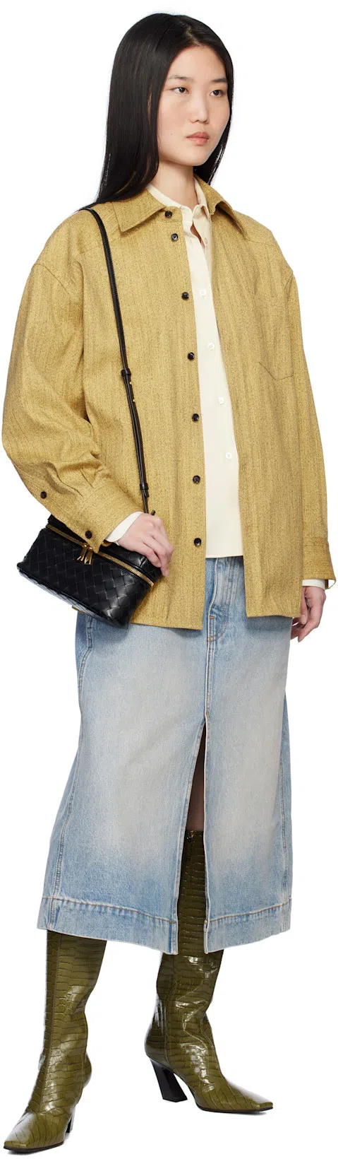 BOTTEGA VENETA Green Lewis Tall Boots In 3310 Olive Oil