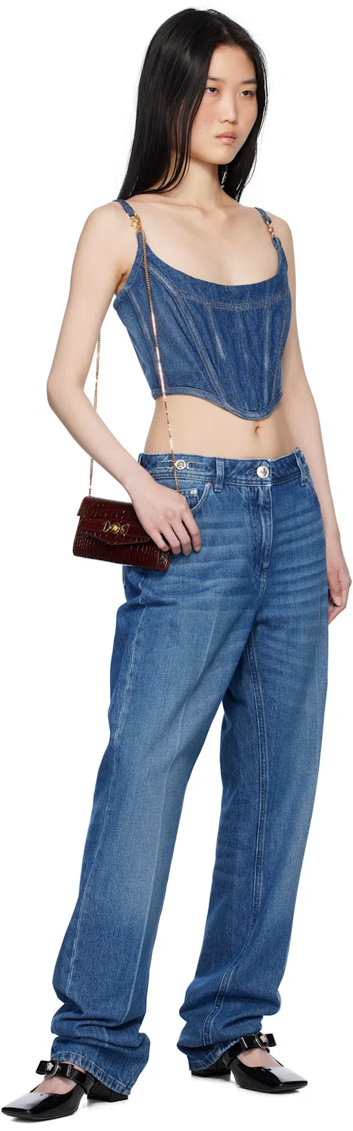 VERSACE Gianni Ribbon Patent Leather Dé In Black