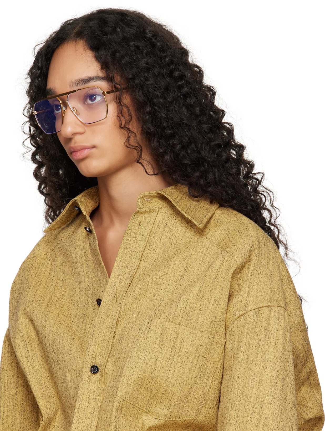 BOTTEGA VENETA Classic Aviator Glasses In 009 Gold/transparent