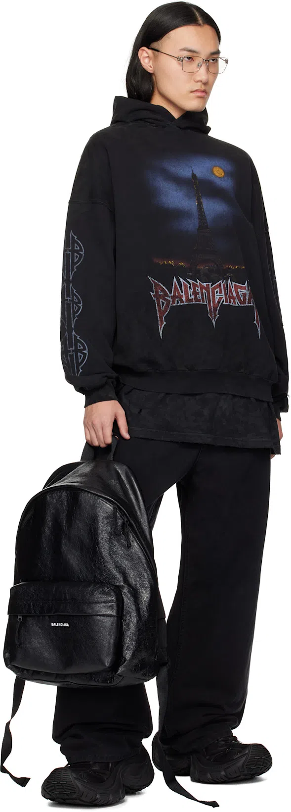 BALENCIAGA Men Runner Mesh And Leather Sneakers In Black