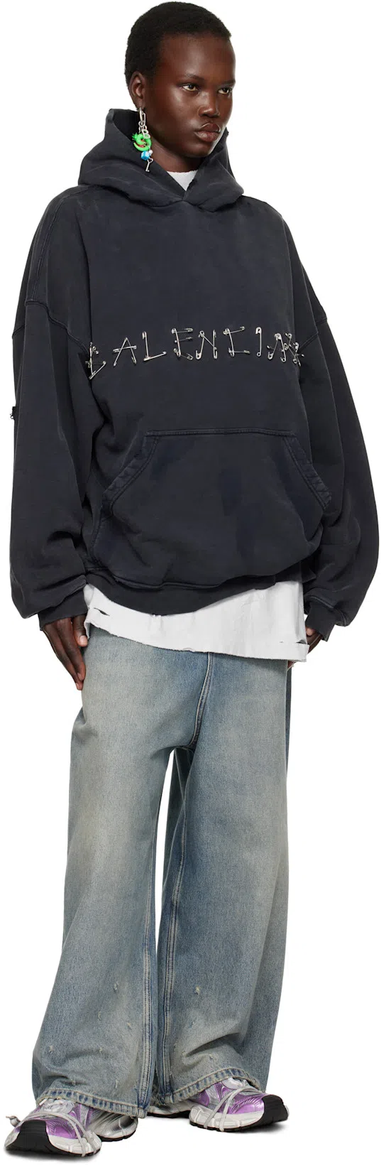 BALENCIAGA Silver Pigalle Collector Single Earring In Multi