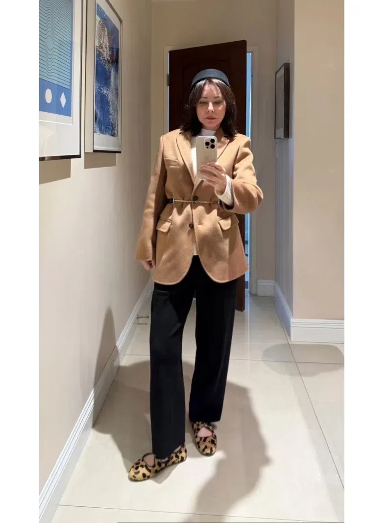 ANINE BING Oversized Wool-cashmere Blend Blazer In Brown