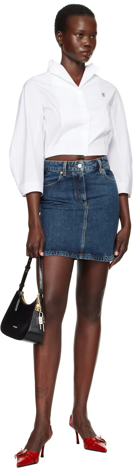 GIVENCHY Mini Skirt In Denim With Chain Details In Blue