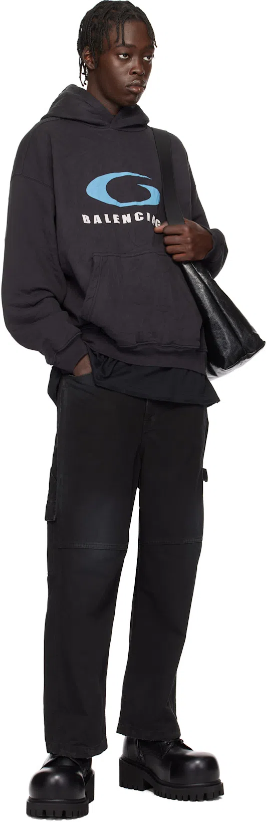 BALENCIAGA Men Hoodie Loop Sports Icon Medium Fit In Black