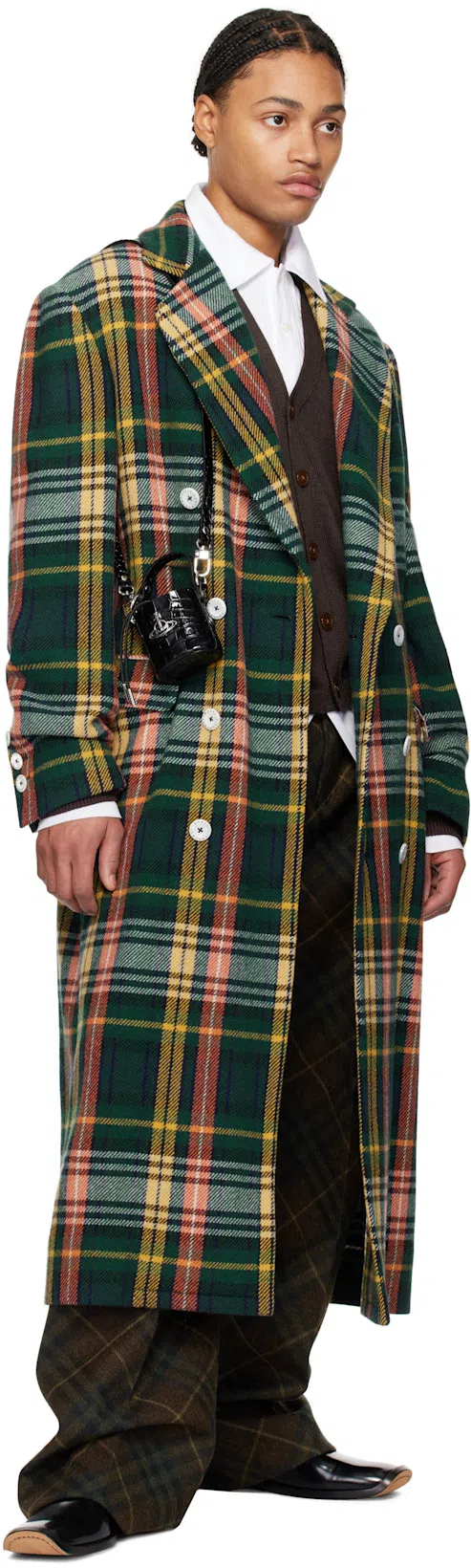 BURBERRY Brown Pleated Check Wool Tailored Trousers In Tor Ip Check