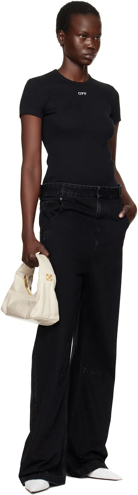 OFF-WHITE Off White Slim Fit Ribbed T Shirt For In Black