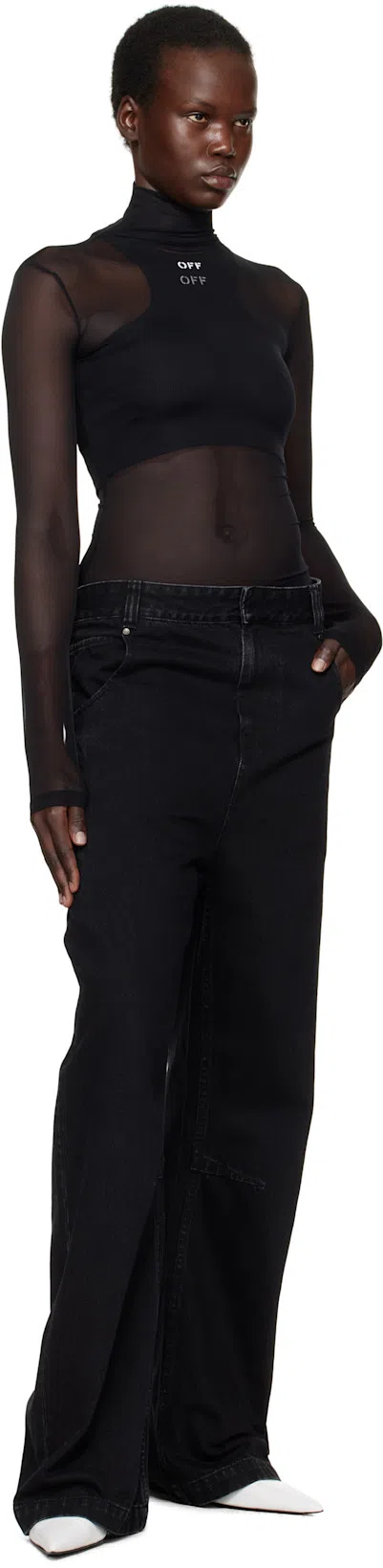 OFF-WHITE Top A Coste Con Scollo Olimpionico E Logo Off In Black