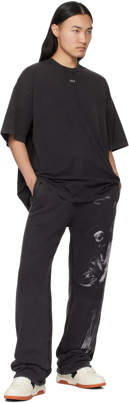 OFF-WHITE Graphic Brush Arrow Print T-shirt And Vest In Black