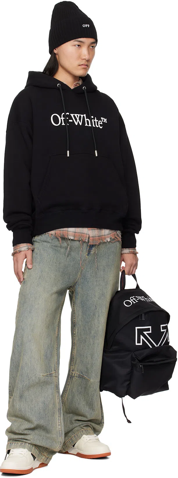 OFF-WHITE Cotton Sweatshirt Whit Frontal Logo Print In Black