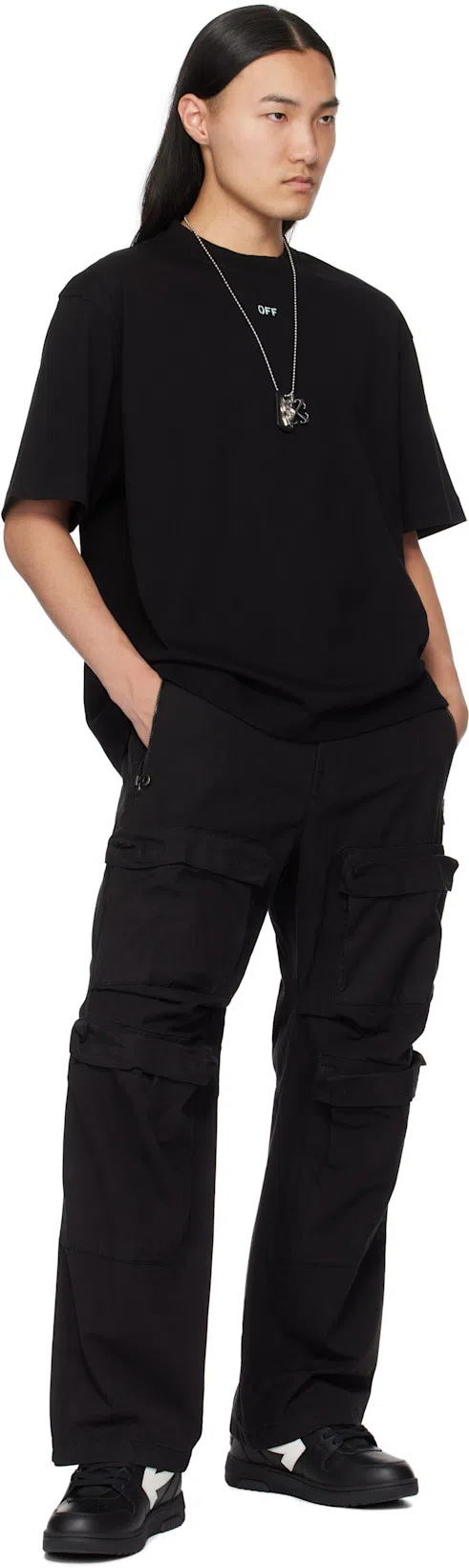 OFF-WHITE Graphic Brush Arrow Print T-shirt And Vest In Black