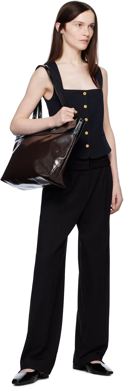 RAG & BONE Astra Houndstooth Buckle Slingback Ballerina Flats In Black