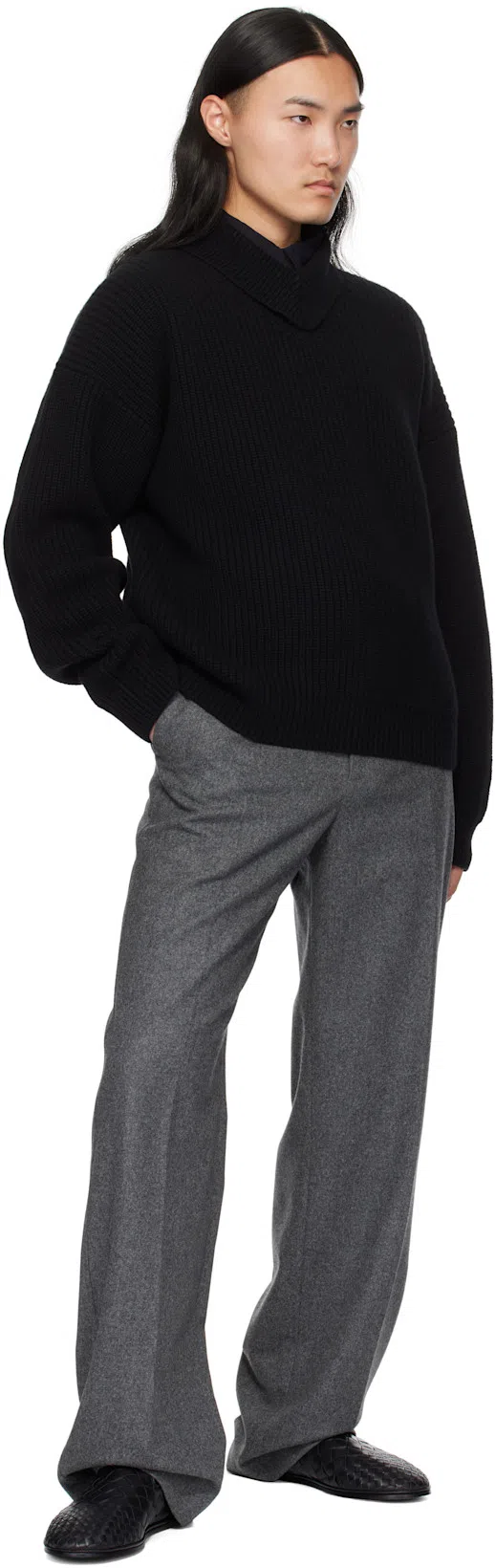 BOTTEGA VENETA Black Calf Leather Sawyer Slip On Sneaker