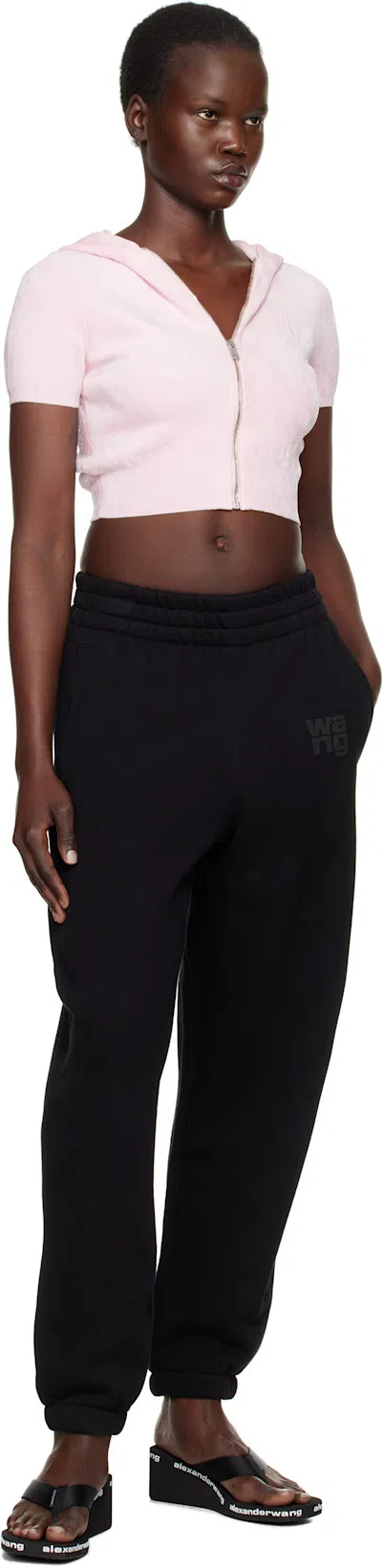 ALEXANDER WANG Square Toe Logo Midsole Wedged Flip Flops In Black