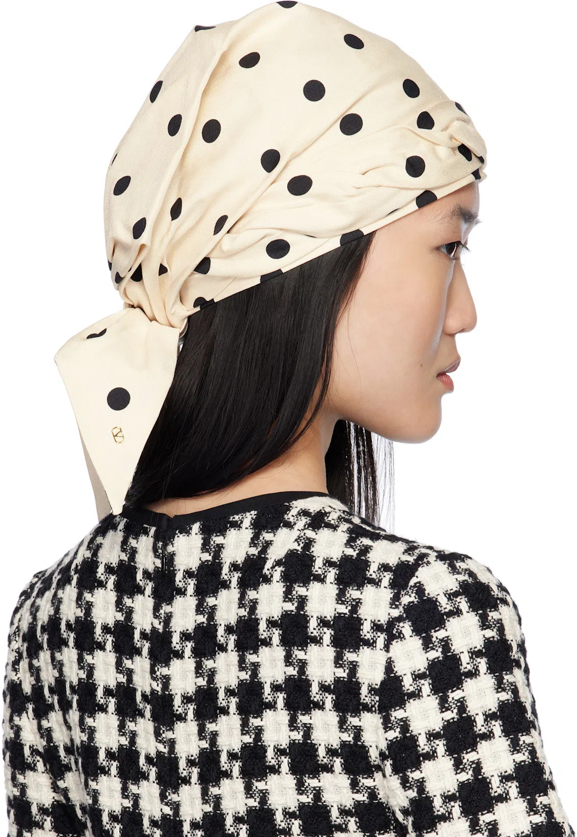 VALENTINO Embroidered Damier Light Tweed Short Dress In Black