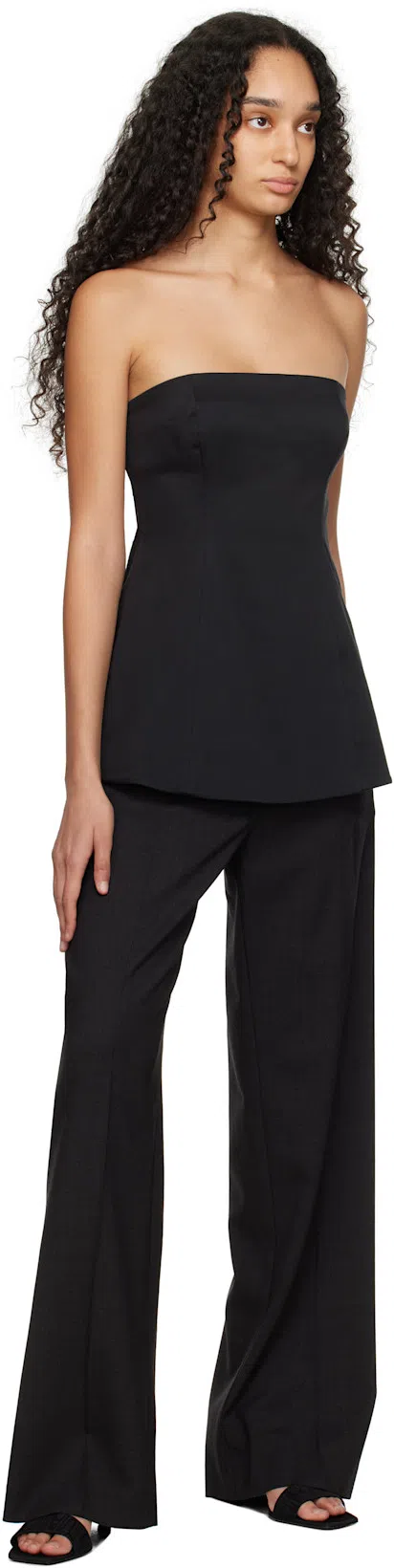 TOTÊME Toteme Square Toe Kitten Heel Satin Sandal In Black