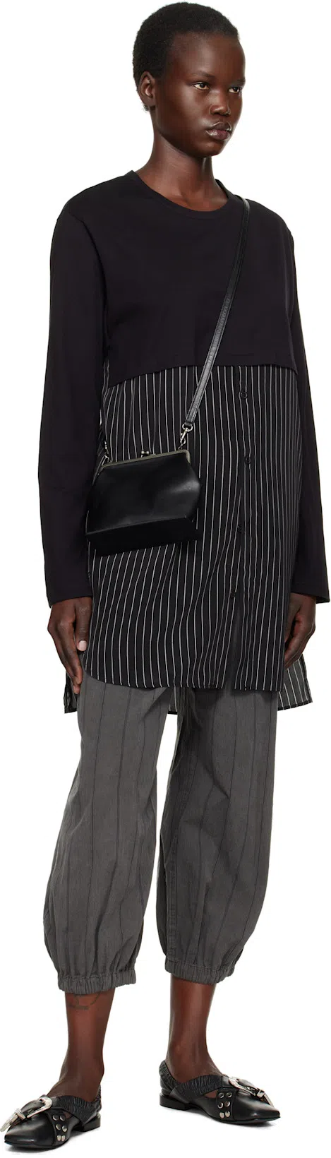 MARNI Leather Little Bow Ballerina In Grey