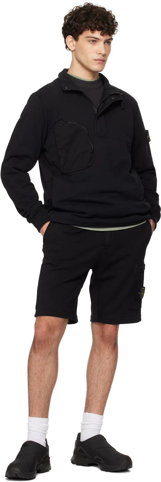 STONE ISLAND 6100008 Brushed Organic Cotton Fleece Sweatshirt In Black