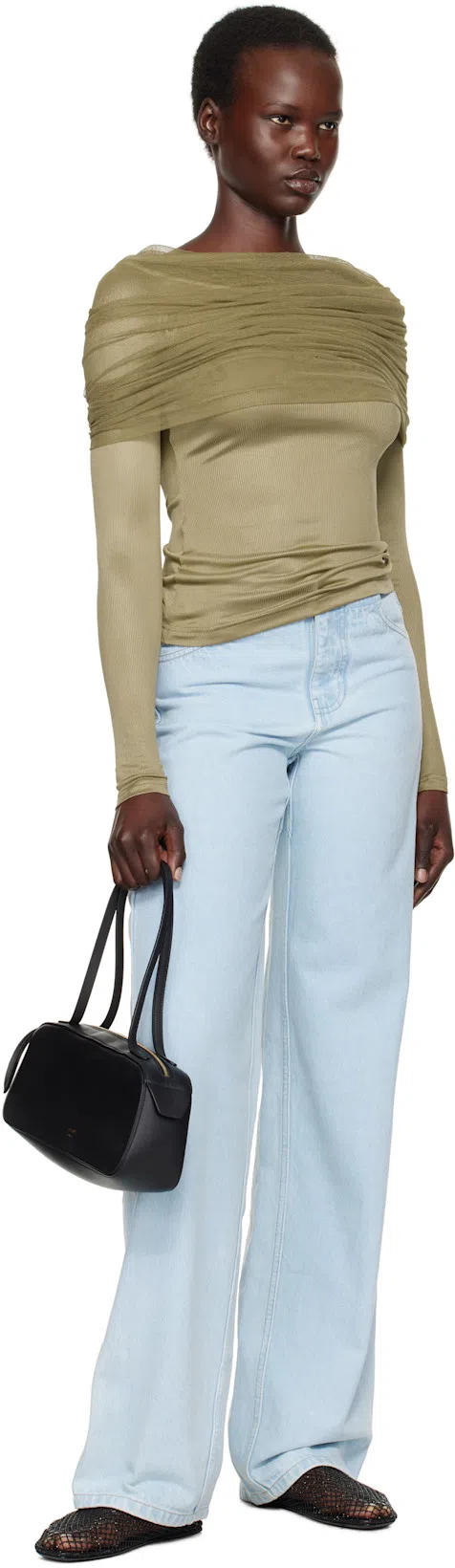 KHAITE Hold All String Small Square Bauletto Shoulder Bag Shoulder Bags Black