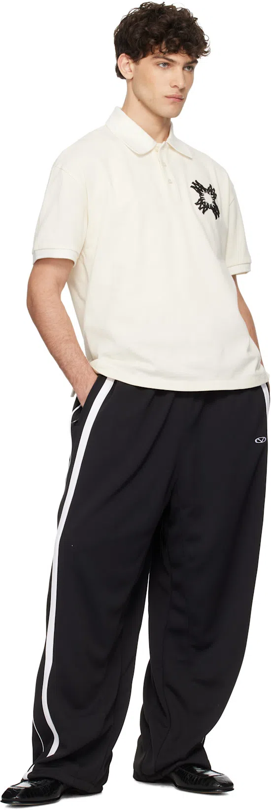 AMIRI Off-white Embroidered Ma Quad Polo In Alabaster