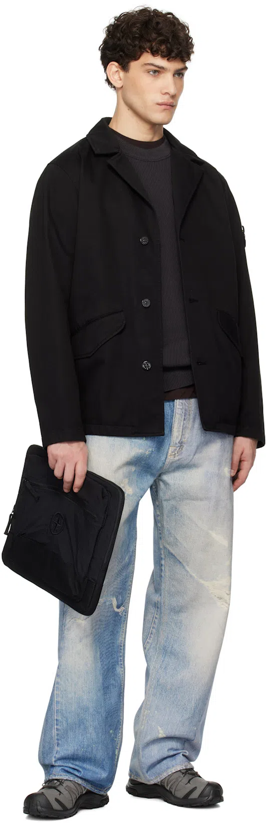 STONE ISLAND 6100008 Brushed Organic Cotton Fleece Sweatshirt In Black