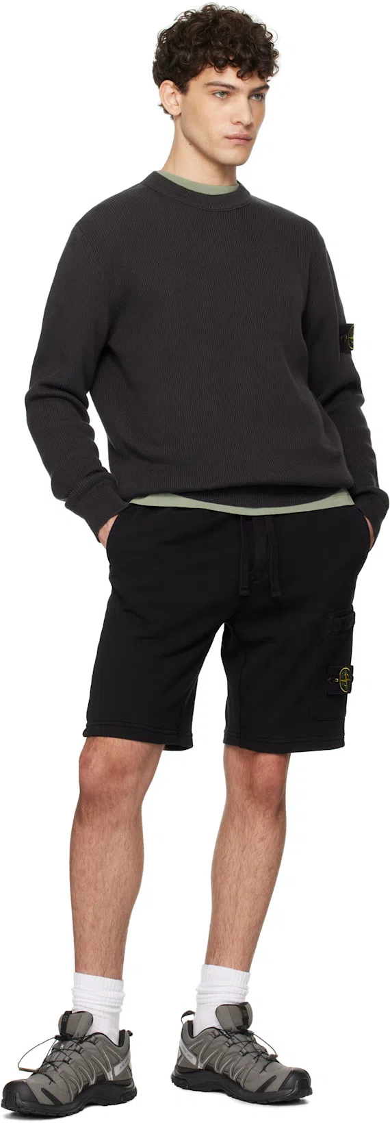 STONE ISLAND 6100008 Brushed Organic Cotton Fleece Sweatshirt In Black