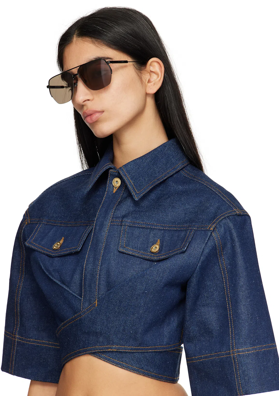 JACQUEMUS Le Haut De-nîmes Denim Crop Top In Blue