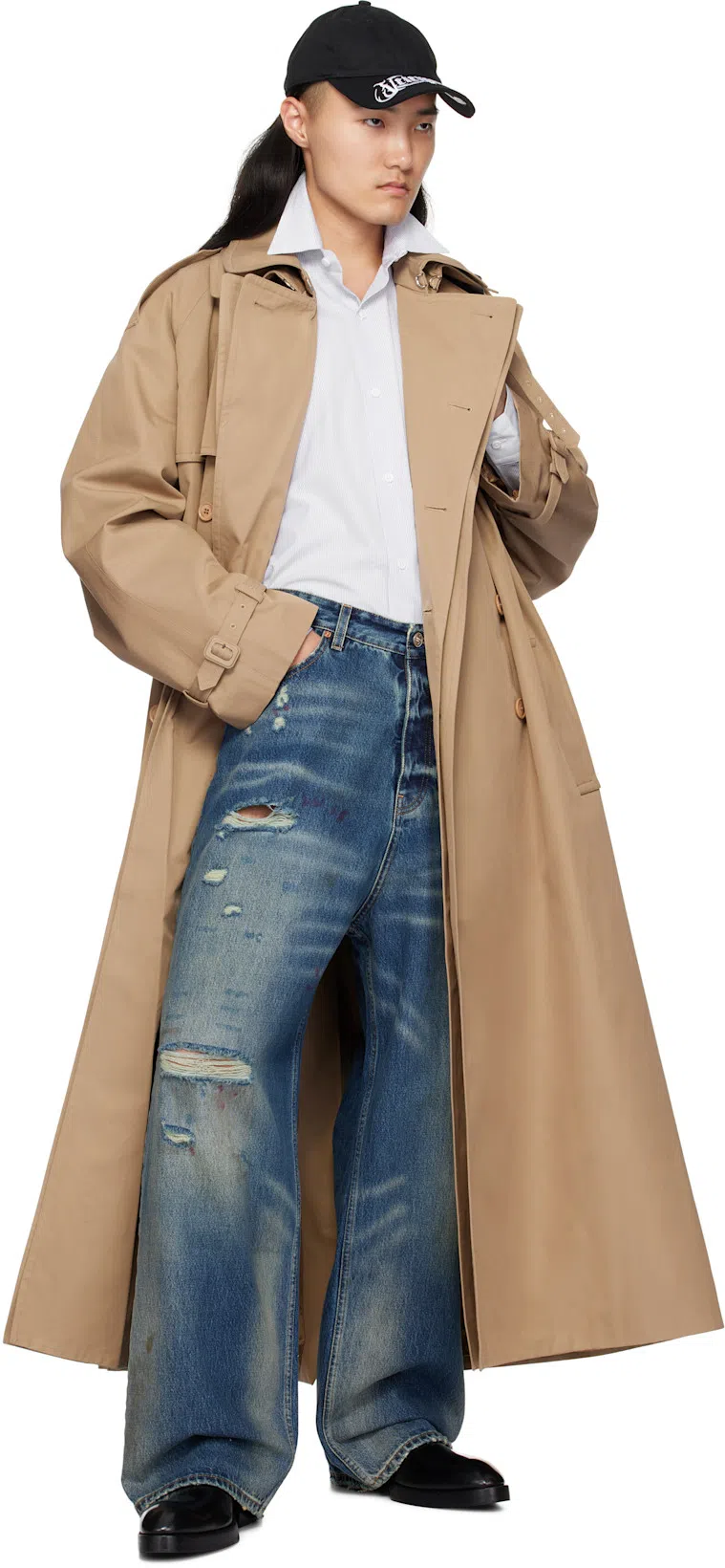VETEMENTS Beige Runway Double Trench Coat