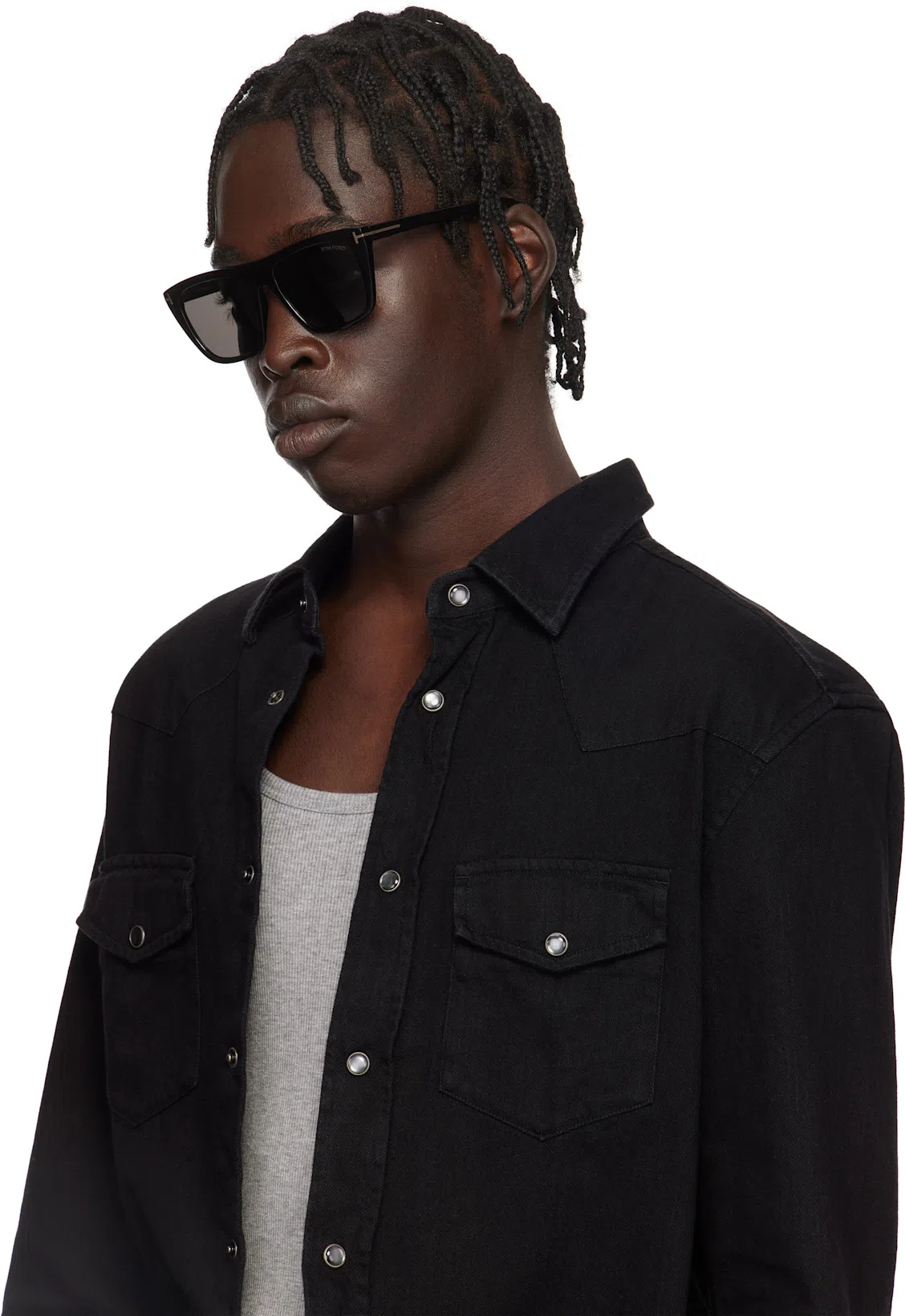 TOM FORD Black Shirt With Tonal Buttons And Patch Pockets In Cotton Man