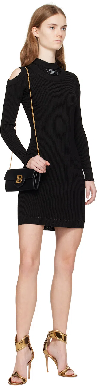 BALMAIN 'b-buzz' Black Leather Crossbody Bag