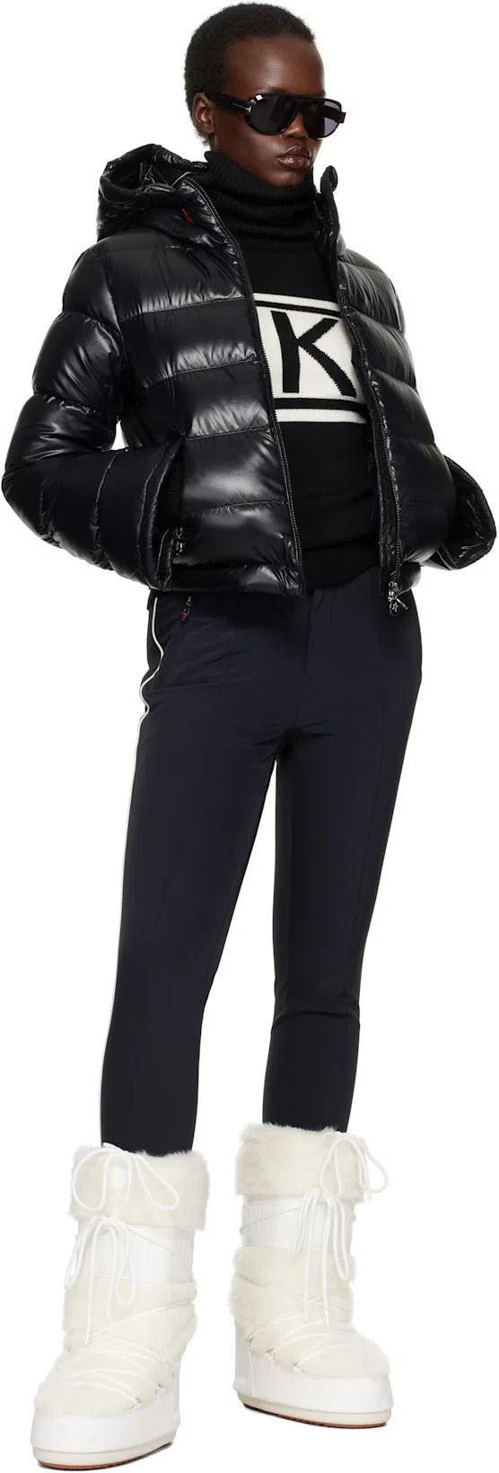 PERFECT MOMENT Schild Intarsia Merino Wool Turtleneck Sweater In Black