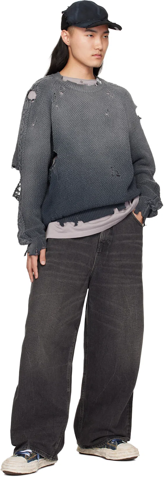 MIHARAYASUHIRO Hank Og Sole Garment Dyed Canvas Low-top Sneaker In Black