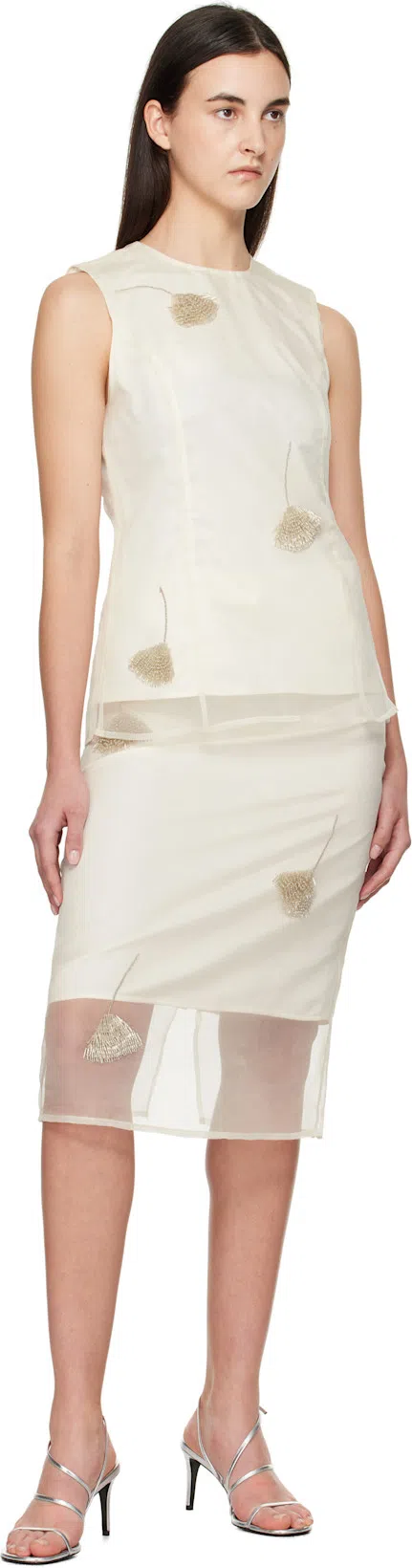 KHAITE 75mm Metallic-effect Sandals In Silver