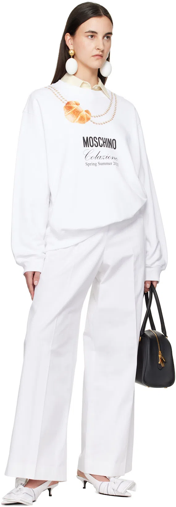 GIVENCHY Womens White Pleated Two-slip-pockets Wide-leg High-rise Cotton Trousers