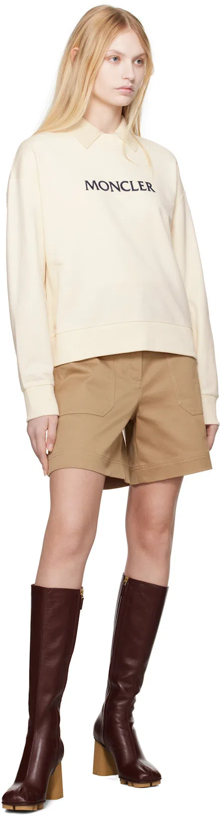 MONCLER Bermuda En Gabardine De Coton In Beige