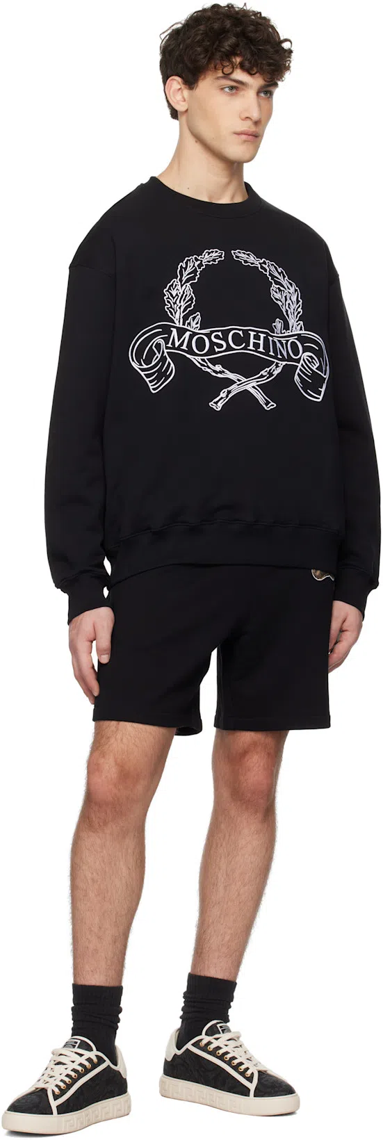 MOSCHINO Couture Sweatshirt With Laurel Crown Logo Embroidery In Black