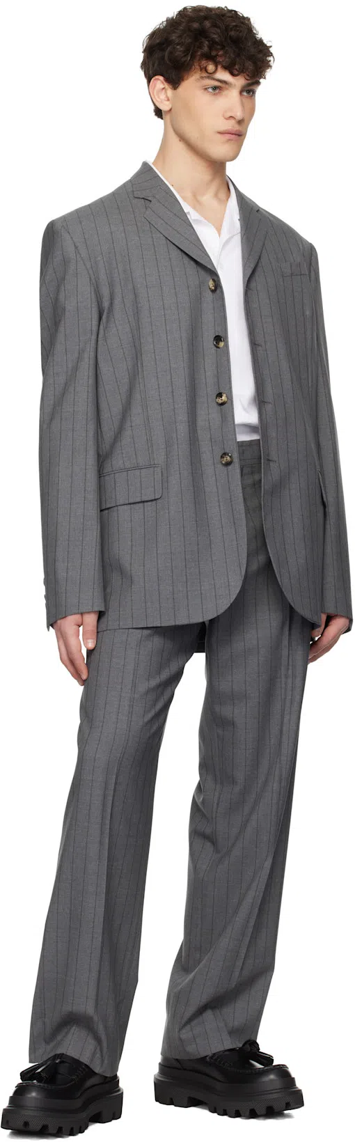 MOSCHINO Pinstripe Trousers In Multi Grey