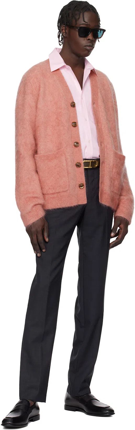 TOM FORD Gray Super Plain Weave Shelton Trousers In Dark Grey