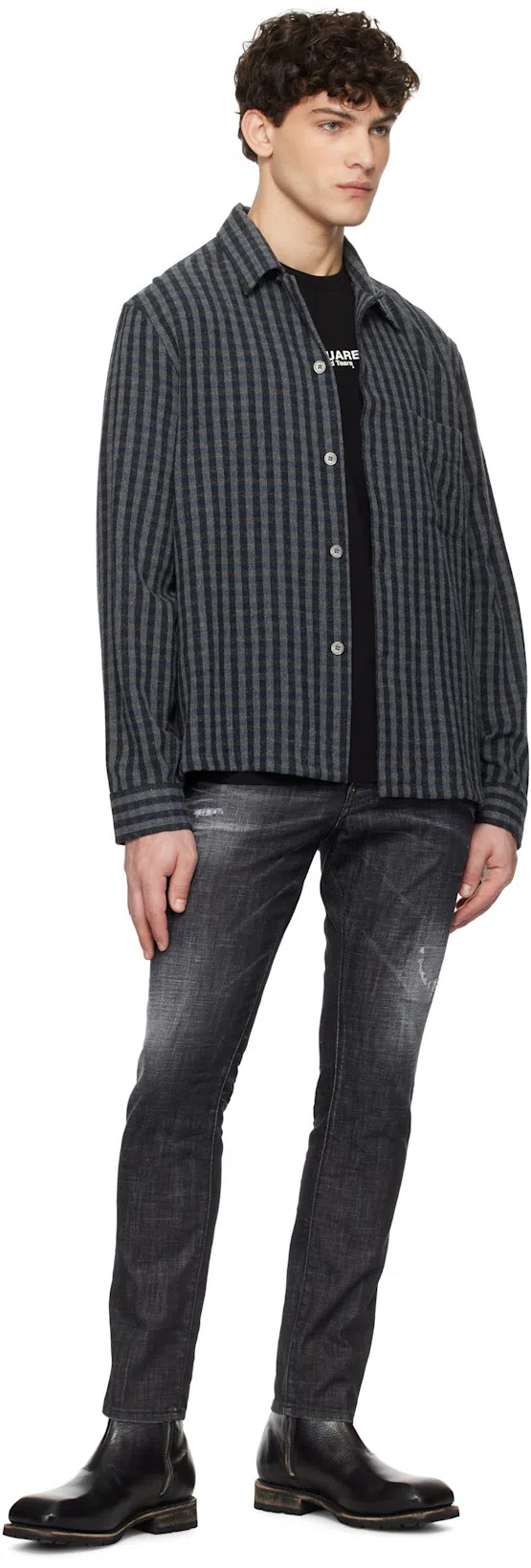 DSQUARED2 Cool Gut Black Jeans With Belt Loops And Faded Effect In Denim Man In Multi